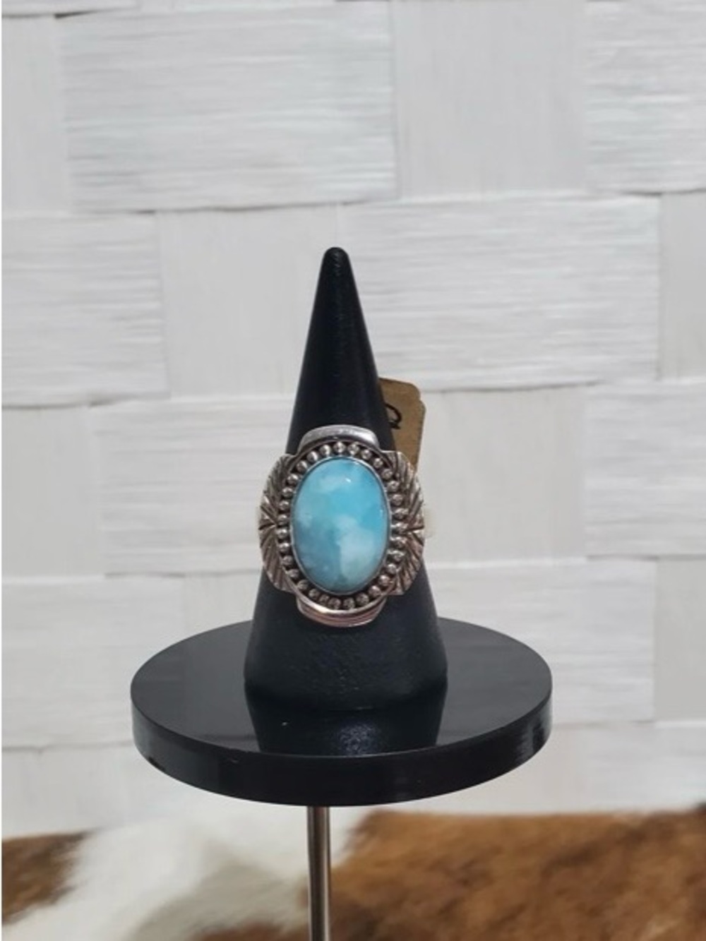 925 Sterling Silver Genuine Larimar Ring